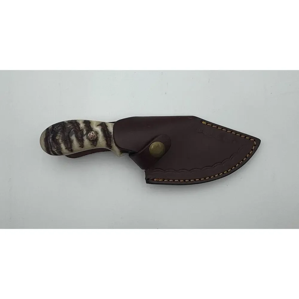 Handmade Damascus Steel Fixed Blade Knife w/ Leather Sheath – Pakistan Made NEW